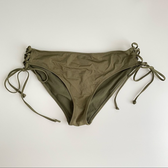 NWOT H&M Lace Up Bikini Bottom Khaki Green - Picture 4 of 7
